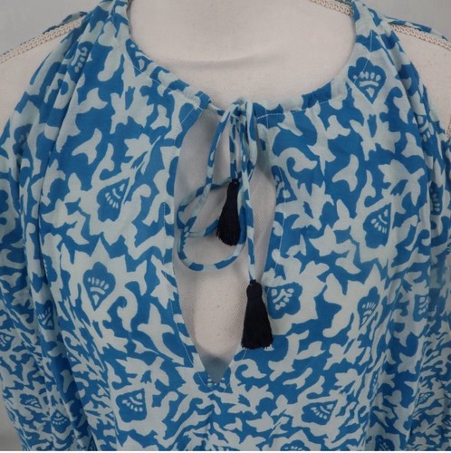 Club Monaco Blue White Beach Swimsuit Coverup Size One Size Fits Up To XL NWT - Picture 9 of 11