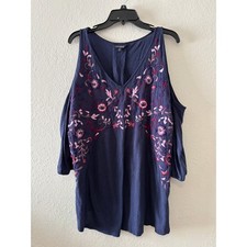 Lucky Brand Embroidered Boho Top Blouse Womens Plus Sise 1X