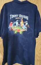 Tommy Bahama Stakes are Fly Embroidered Silk Camp Shirt Men s XL Brand New