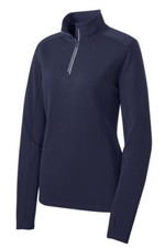 Sport-Tek LST860 Ladies Sport-Wick Textured 1/4-Zip Pullover Size 2XL Navy