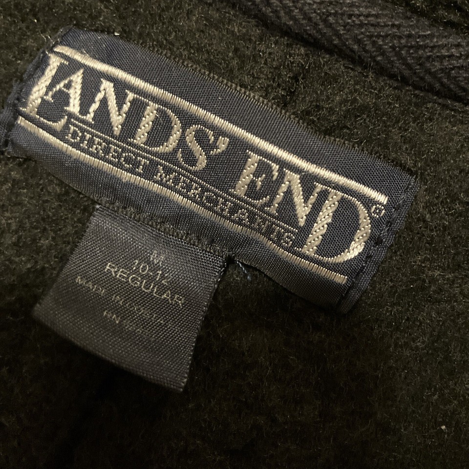 Land’s End Wool Blend Black Long Sleeve Open Bath Robe Mens Size Medium