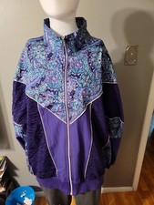 Silver Threads Vintage  Purple/teal Full Zip Wind Jogger Jacket Plus Size 2x