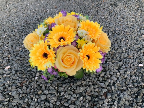 Artificial flower arrangements in grave memorial cemetery pots various colours - Picture 124 of 175