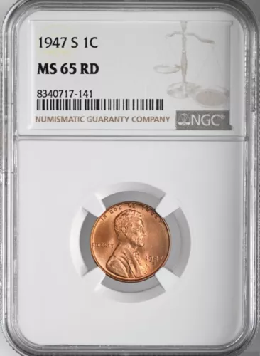 1947-S  1C LINCOLN WHEAT CENT "SAN FRANCISCO MINT" NGC MS65 RD (RED)#8340717-141