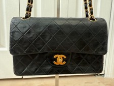 Vintage CHANEL Small Black Classic Double Flap Bag 1986-1988