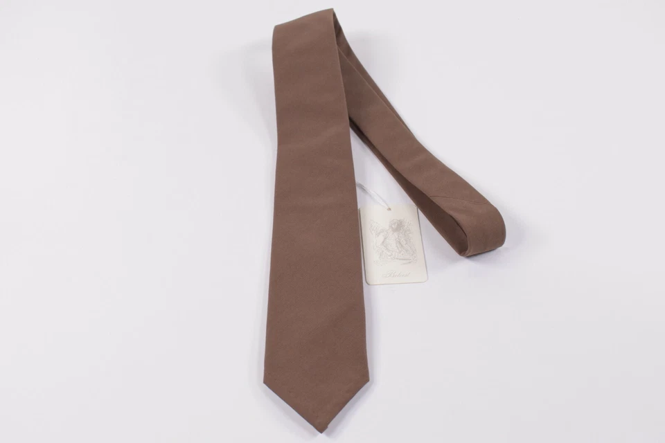 Belvest Neck Tie NWT Brown Solid Cotton Blend - Image 2 of 4