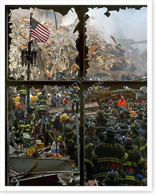 World Trade Center 9/11 Firemen At American Flag Ground Zero Silver ...