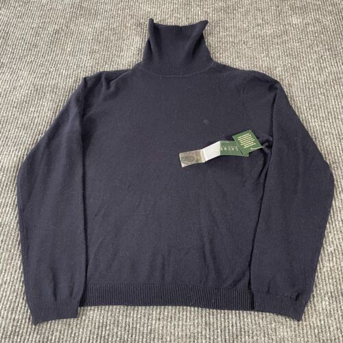 LRL Ralph Lauren Sweater Womens Extra Large Blue Cashmere Silk Turtleneck New
