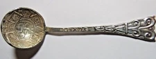 VINTAGE STERLING SILVER SOUVENIR SPOON MEXICO MAYAN CALENDAR WARRIOR MEXICAN...