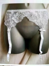 Ladies Sexy White Silky All Lace Suspender Belt Size X large