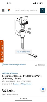 American Standard Concealed Toilet Flushometer 6067263.007 (1.5'')