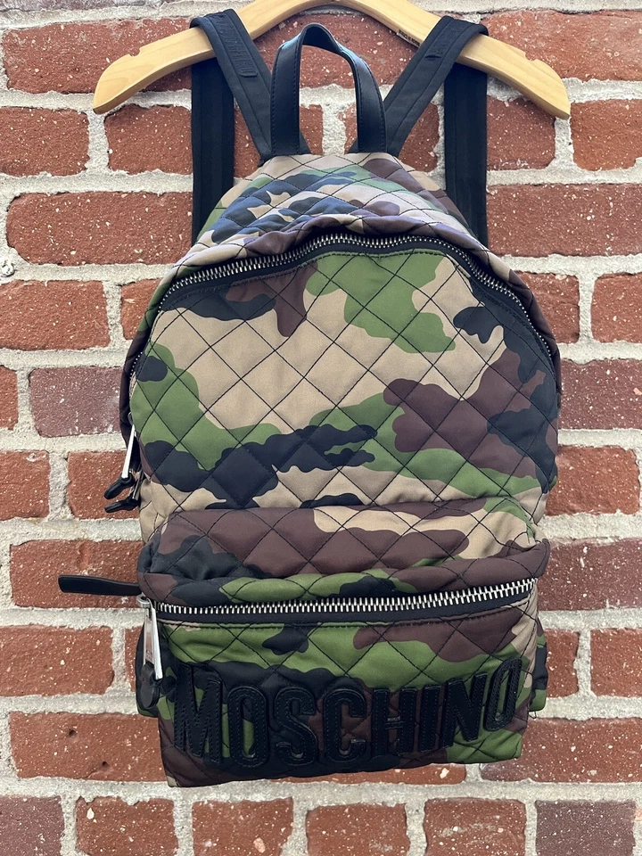 Mochila Moschino Camuflaje Jeremy Scott Auténtica Nueva Acolchada Camuflaje Foto 2 de 4