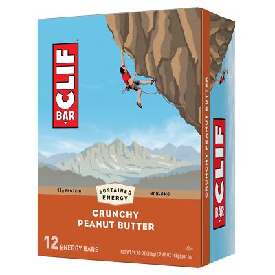 CLIF BAR - Crunchy Peanut Butter - Made with Organic Oats - 11g Protein -