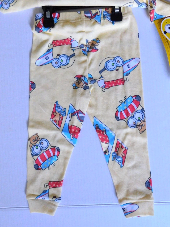 Conjunto de pijama Minions tamanho 4 4T menino menina praia amarelo joggers manga curta ajuste confortável - Imagem 4 de 4
