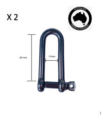 2x 8mm Marine Grade Stainless Steel LONG D Shackle Boat Marine Shade Sail DIY