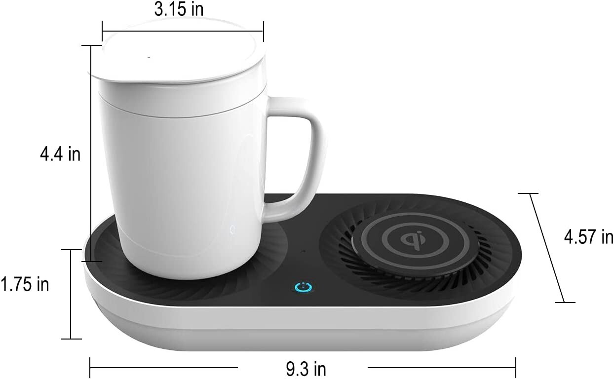 Electric Coffee Mug Warmer Cup, Cooler With Wireles Charger for Office Home Desk