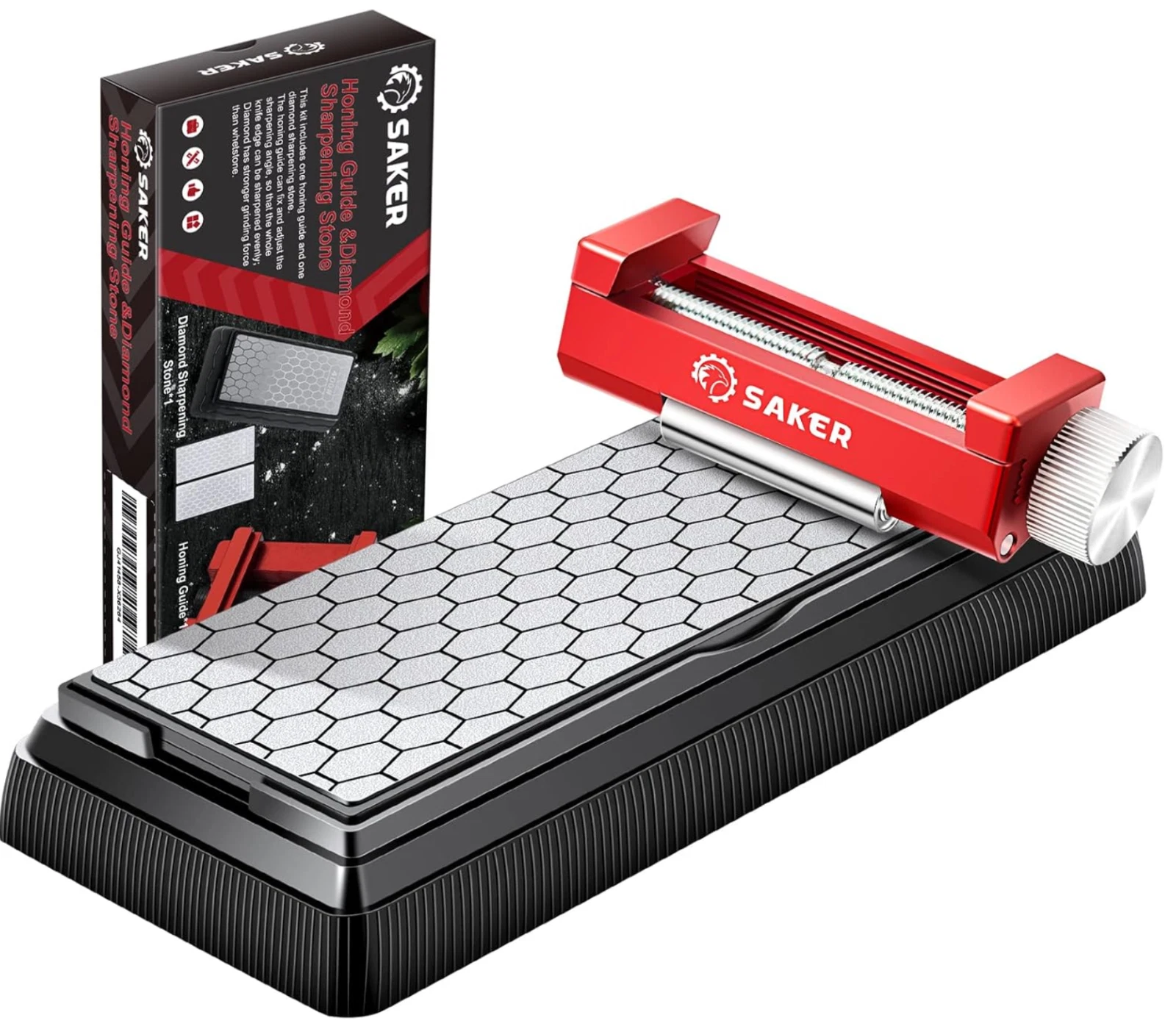 Saker Honing Guide with Whetstone - Red Off-Center Upgraded Honing Tool and Diam
Opens in a new wind