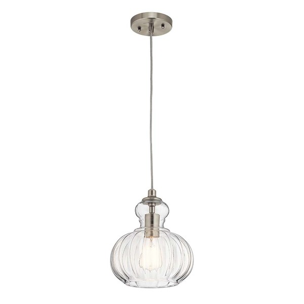 HäNgeleuchte Deckenlampe Pendellampe Glas Nickel D 22,3 Cm Esszimmerlampe-image