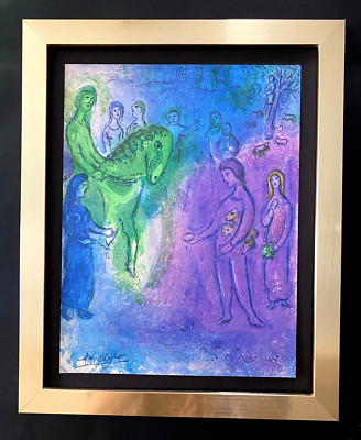 MARC CHAGALL + 1977 BEAUTIFUL SIGNED  VINTAGE PRINT NEW FRAME + COA +BUY IT NOW!