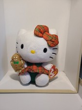 Ty Beanie Baby HELLO KITTY PLAID CHRISTMAS DRESS GINGERBREAD 6"