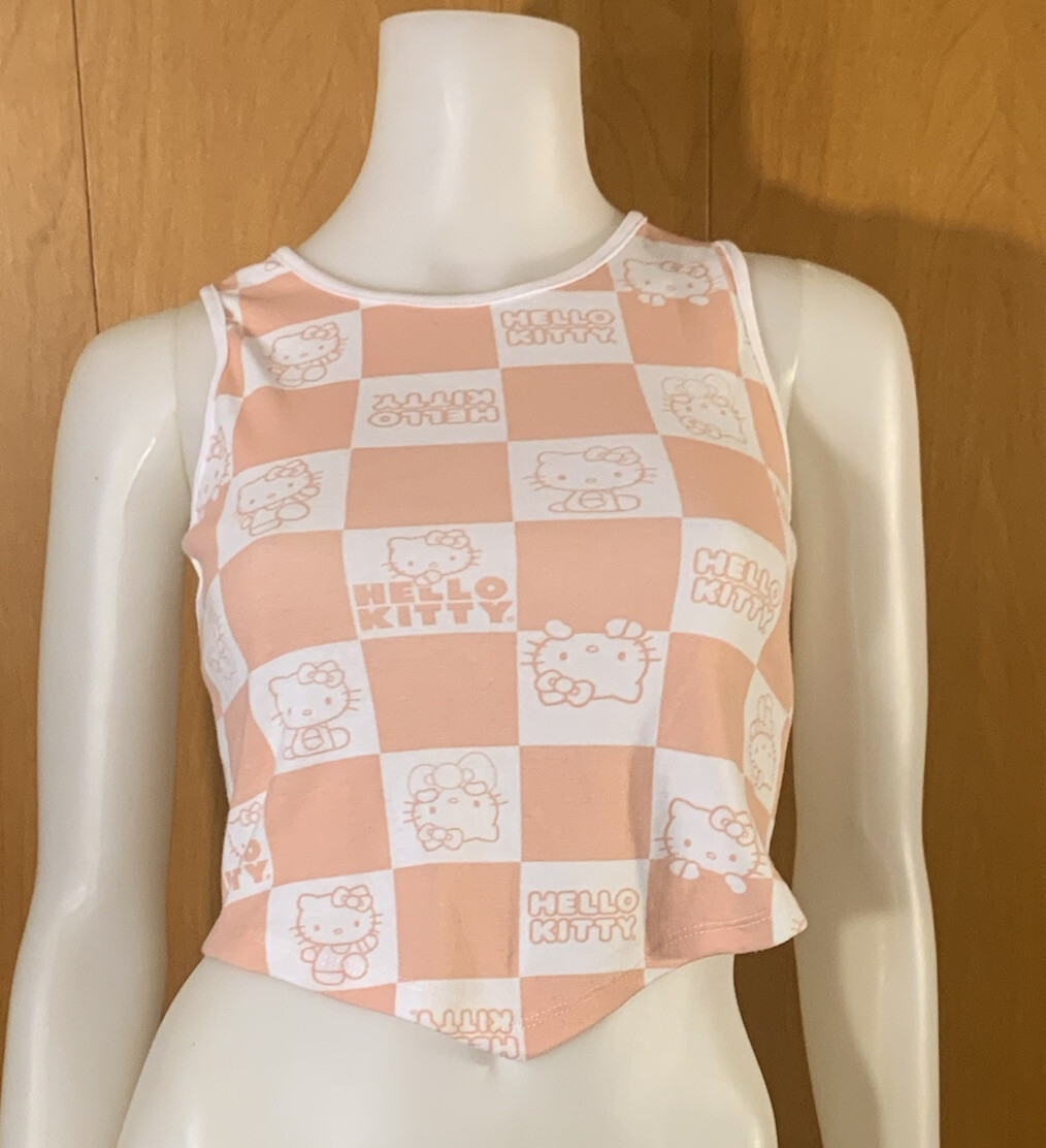 NEW HELLO KITTY PINK CHECKER TANK TOP KAWAII S | eBay