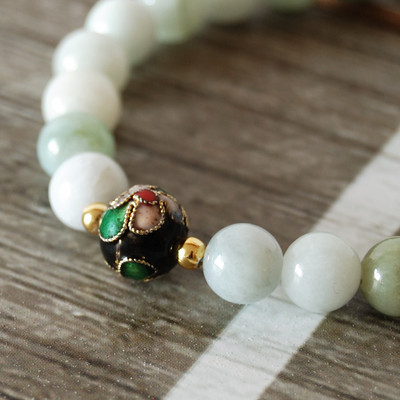 Burmese Jade Stretch Bracelet with Accent Bead
