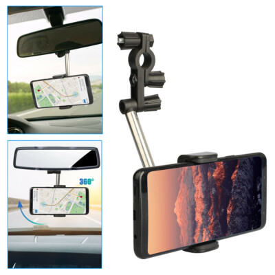 360° Car Rear View Mirror Mount Holder Stand Cradle Accessory For Cell Phone GPS