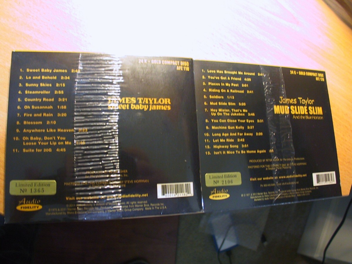 2) 24K Gold CD's AFZ James Taylor Mud Slide Slim & Sweet Baby
