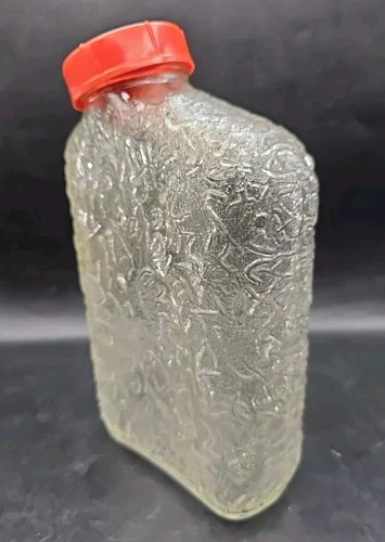 Anchor Hocking Glass Refrigerator Bottle w/Red Plastic Lid 8.75"