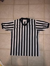 MENS REFEREE JERSEY BLACK WHITE UNIFORM UMPIRE Large L MAJESTIC Foot Ball Basket