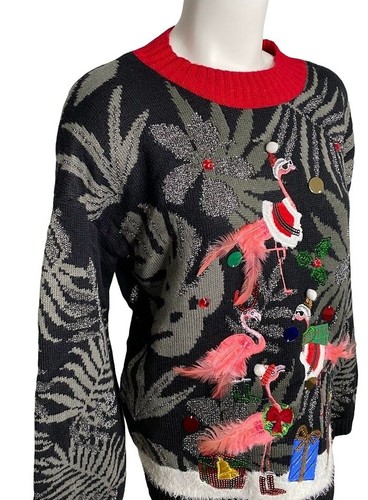 33 Degrees Pink Flamingo Sweater Top 