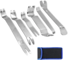 6Pcs Metal Car Trim Removal Pry Tool Kit Panel Door Dash Fastener Remover Set