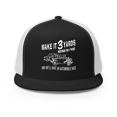 MAKE IT 3 YARDS TWO LANE BLACKTOP 55 CHEVY GASSER TRUCKER HAT CAP