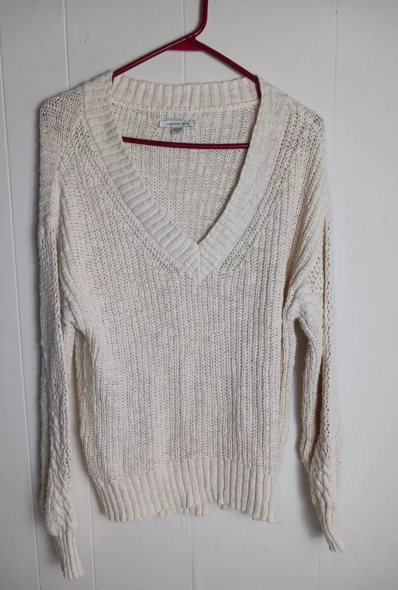 Ae cable knit online crew neck sweater