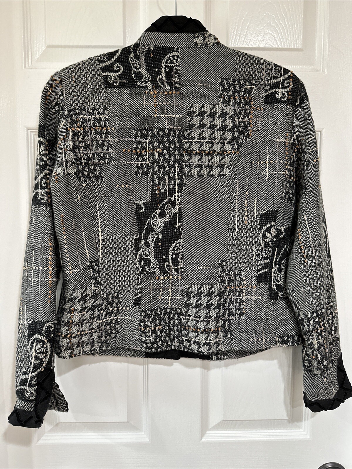 COLDWATER CREEK PATCHWORK TWEED LINED JACKET BLAC… - image 9