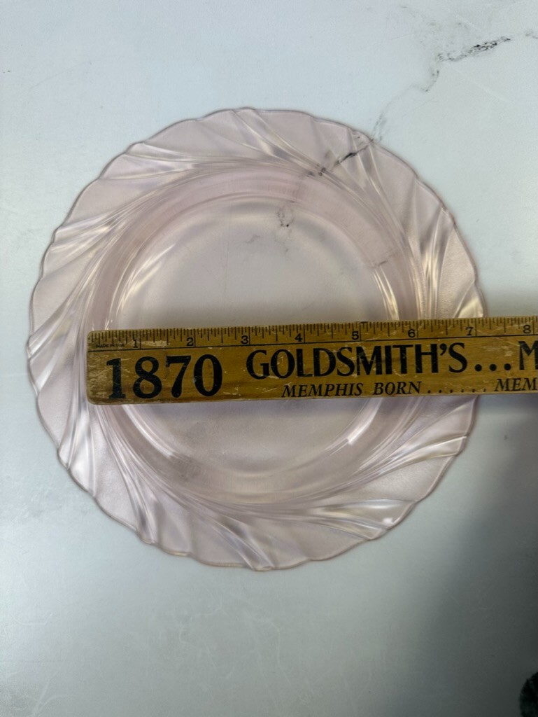 Vintage Vereco France Duralex Rivage Pink Swirl Pattern Plates 9'' Set of 8