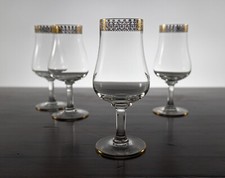 Set x4 Vintage Holmegaard vergoldete Tulpenform Cognac Gläser - 60er Jahre Danish Glas
