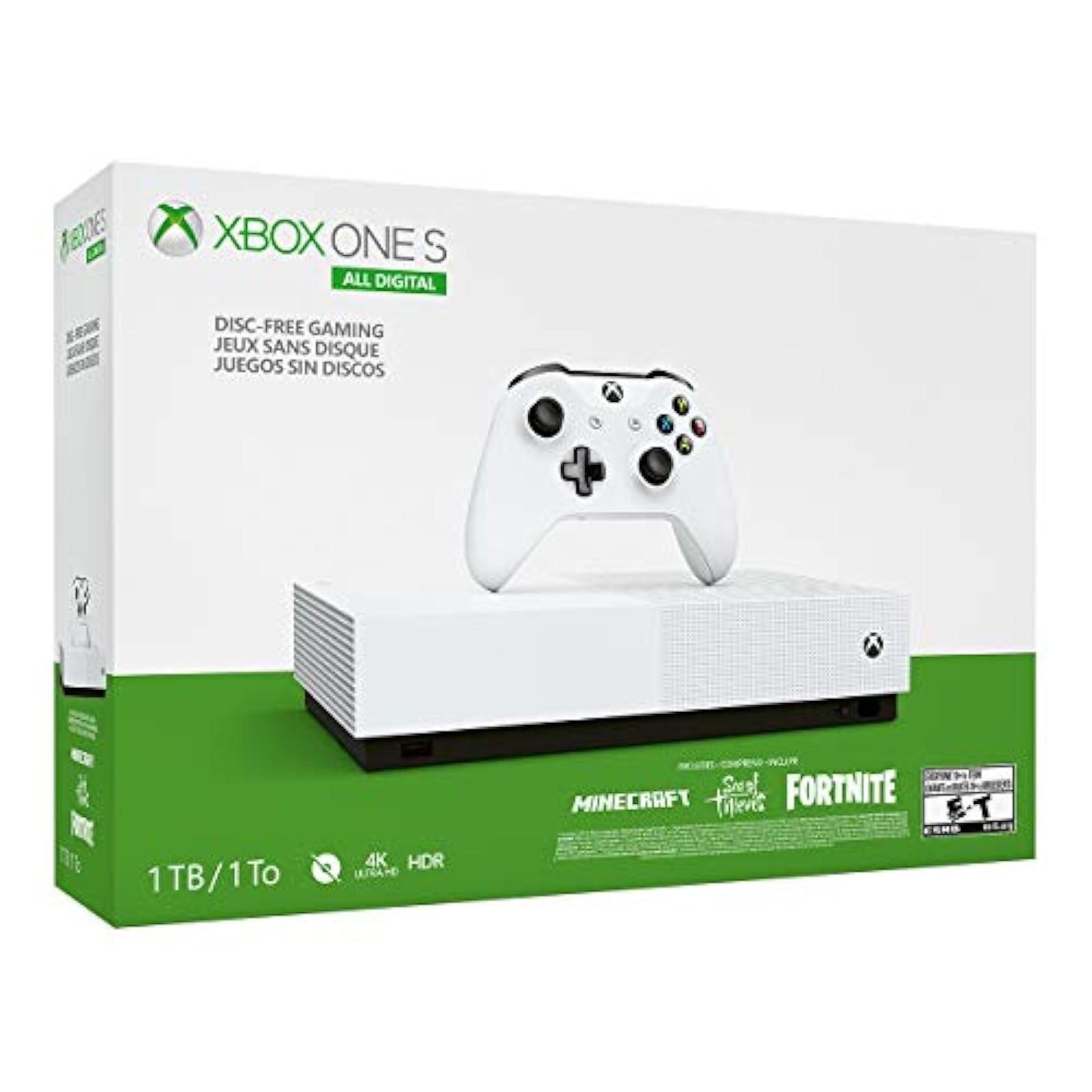Xbox One S 1TB All-Digital Edition Console Disc-Free Gaming White HDMI 1E
