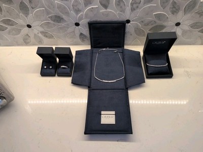 Neu Crislu CZ Set verstellbar Ring Halskette Armband Ohrringe Platin Silber Farbe