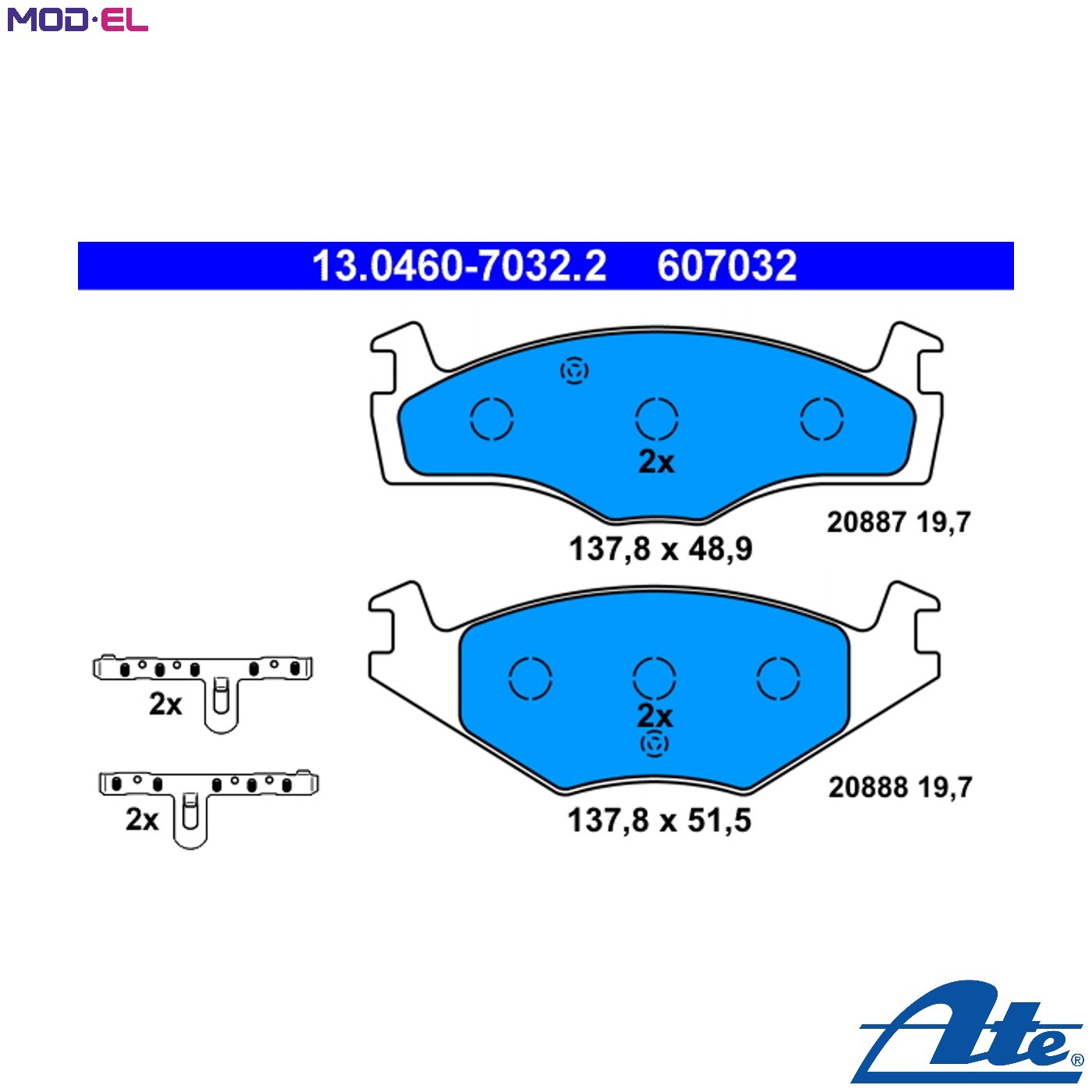 BRAKE PAD SET DISC BRAKE 13.0460-7032.2 FOR VW SANTANA GOLF/II/Mk/�/Cabriolet