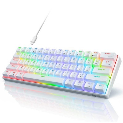 RK ROYAL KLUDGE RK61 QMK/VIA Custom 60% Hot-Swapable Red Switch, White 