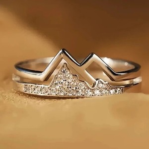 Authentic 1Ct Round Cut Lab Created Diamond Mountain Wedding In Ring 14K White Gold Plated
