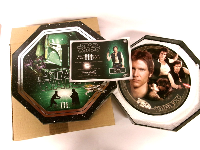 Star Wars HAN SOLO Collectors 8" Plate with COA MIB 2005