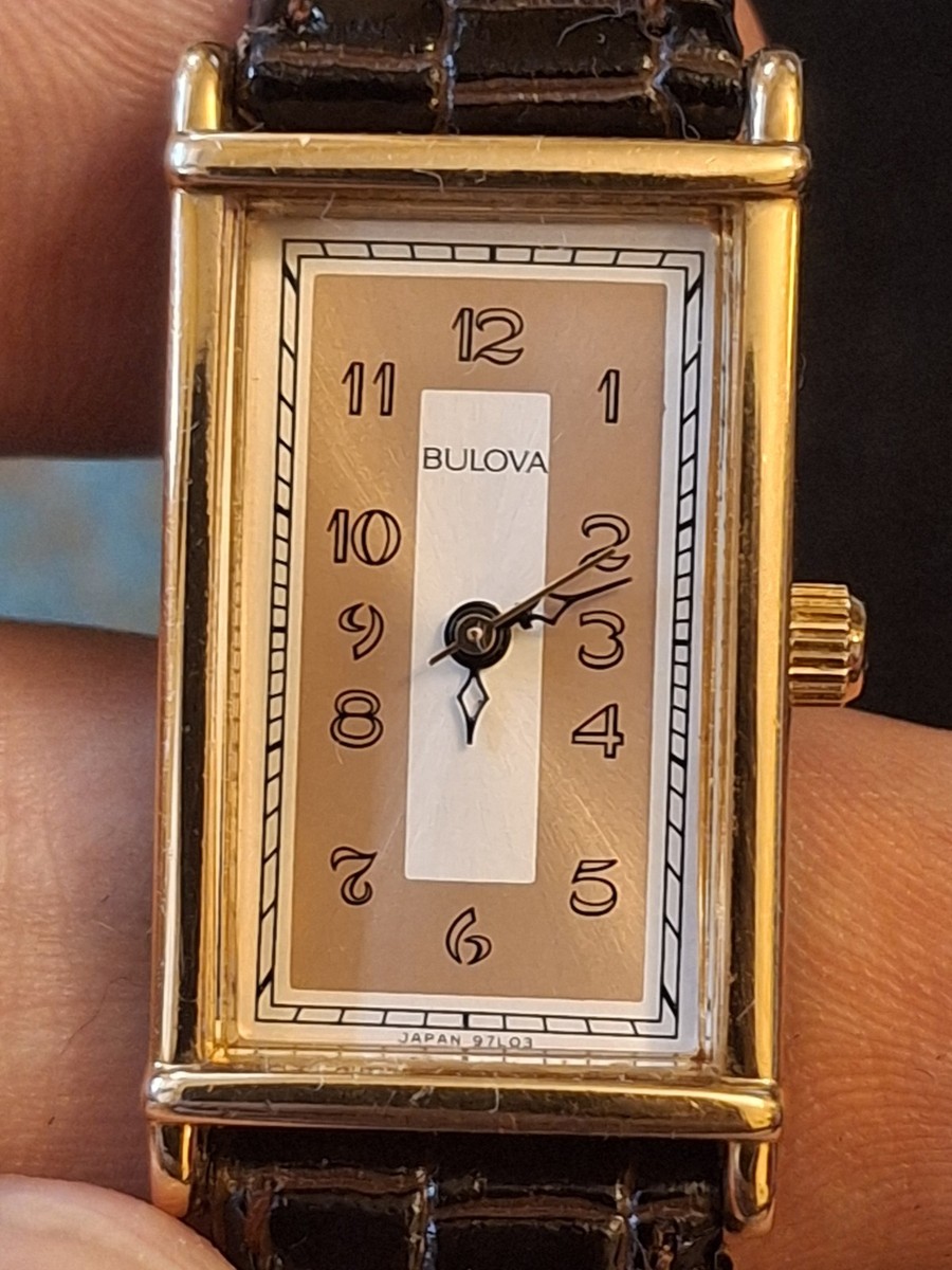 Bulova T1 1991 97L03 Vintage Art Deco Rose Gold Tone Womens Quartz