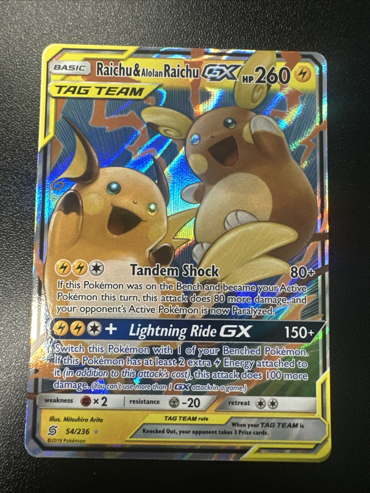 Raichu & Alolan Raichu GX 54/236 Sm-Unified Minds Holo