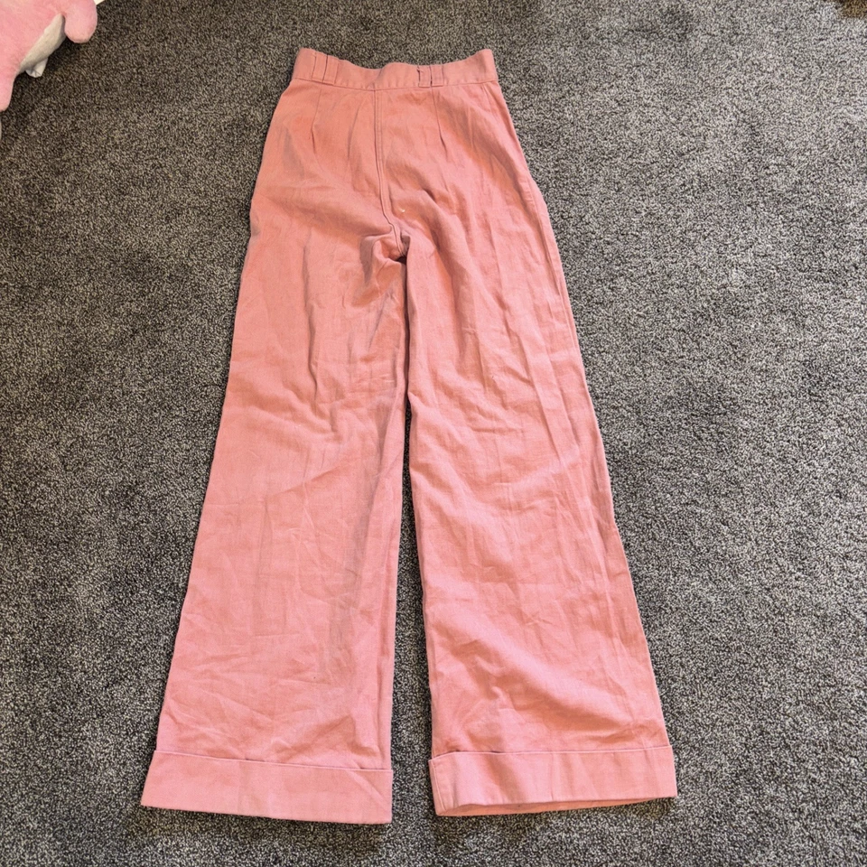 Vintage Anos 70 Sears Juniors Tamanho 13 Rosa Pêssego Perna Larga Flare Bell Bottoms 26x32 - Imagem 2 de 4