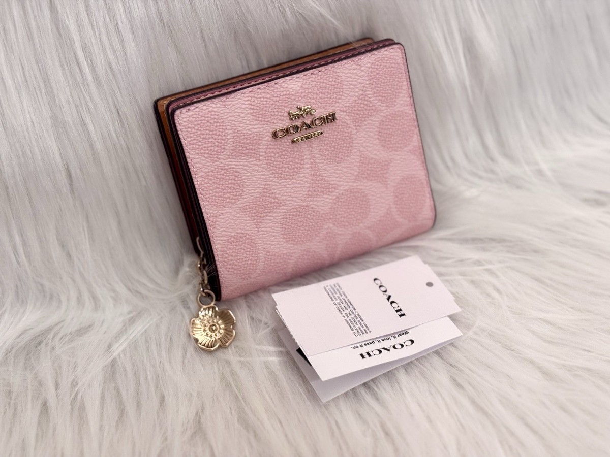 NWT Coach CEC34 Snap Wallet in Signature Canvas & Leather Powder