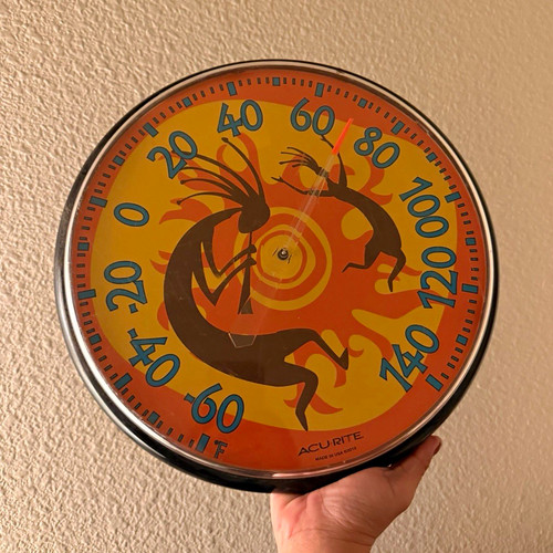 AcuRite Round Outdoor Wall Thermometer Kokopelli Southwestern Analog 0-120°F