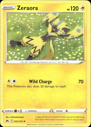 Zeraora Crown Zenith 052/159 Rare Pokémon — English NM