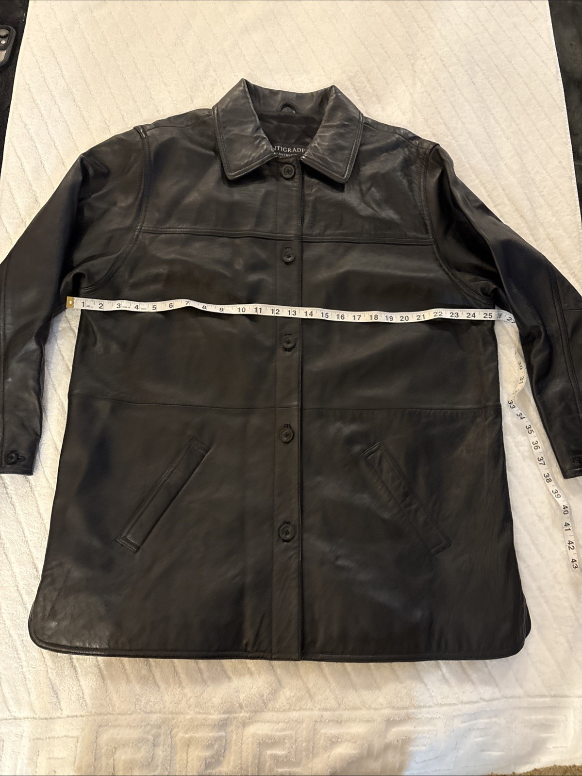 Centigrade Leather Button Jacket Soft Black Lined… - image 11